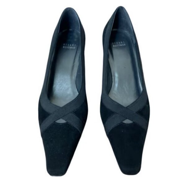 Stuart Weitzman Black Suede Russell Bromley Kitten Heels - Picture 1 of 14